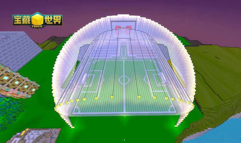 致敬世界杯《宝藏世界》玩家建成足球场